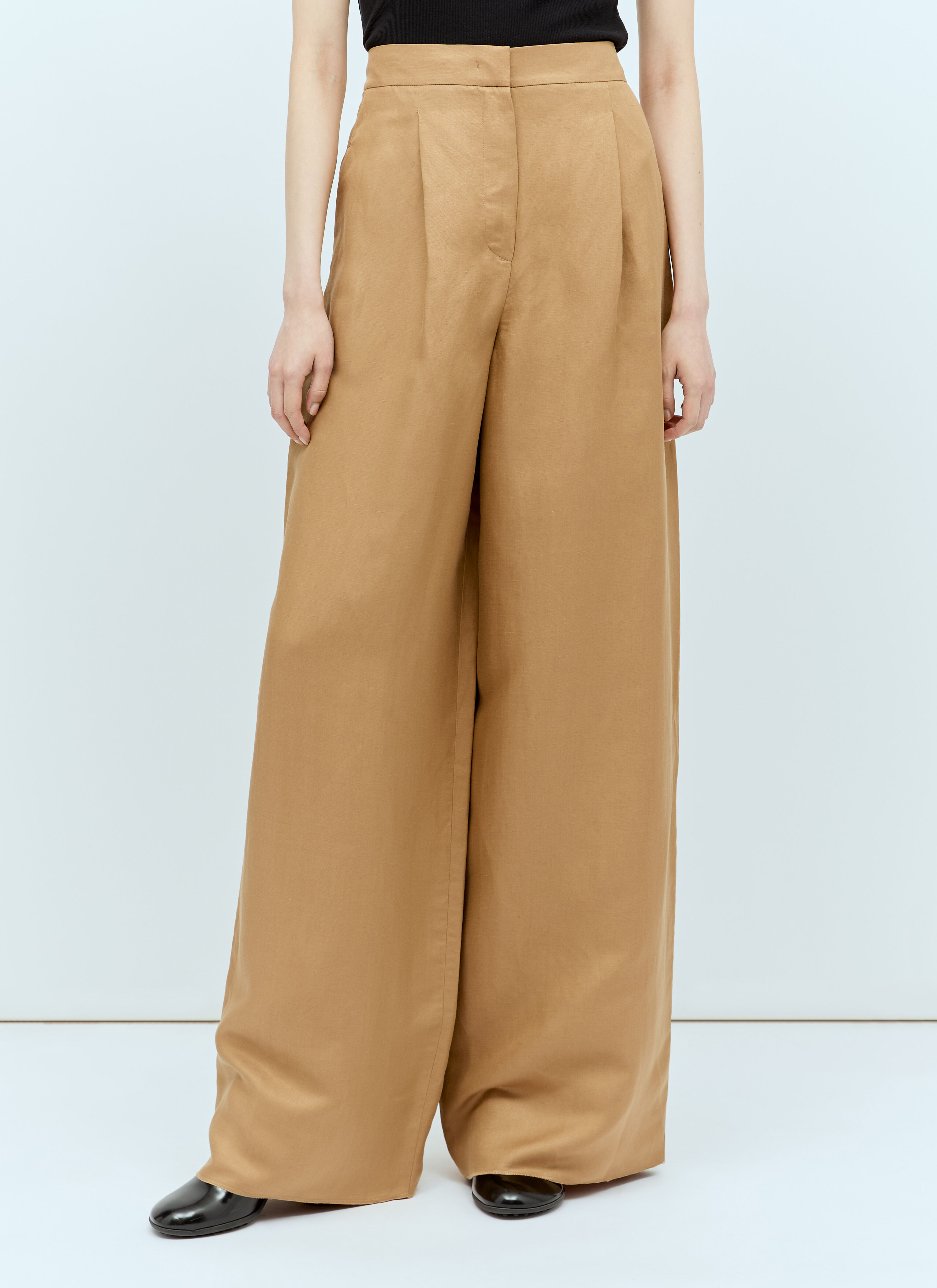 Max Mara Women s Linen And Silk Pants in Camel LN CC