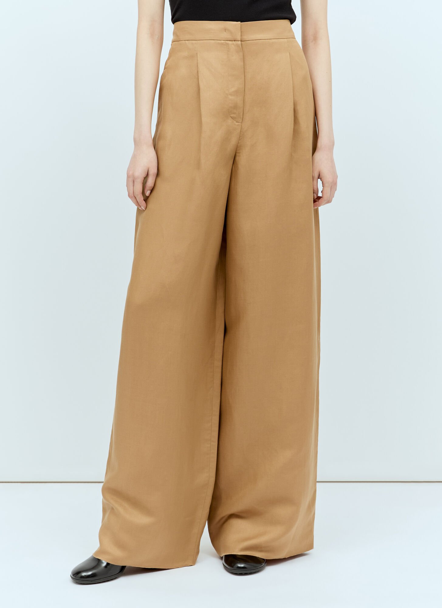 Shop Max Mara Linen-and-silk Pants In Camel
