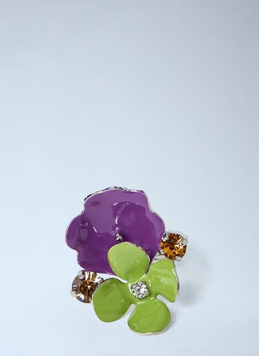 Marni Metal Flower Ring Green mni0263024