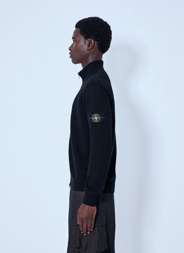 Stone Island Ribbed Zip-Up Jacket Black sto0165086