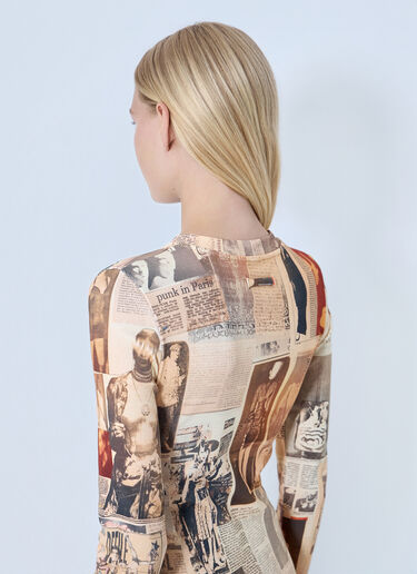 Jean Paul Gaultier Journal Printed Long Dress Beige jpg0264003