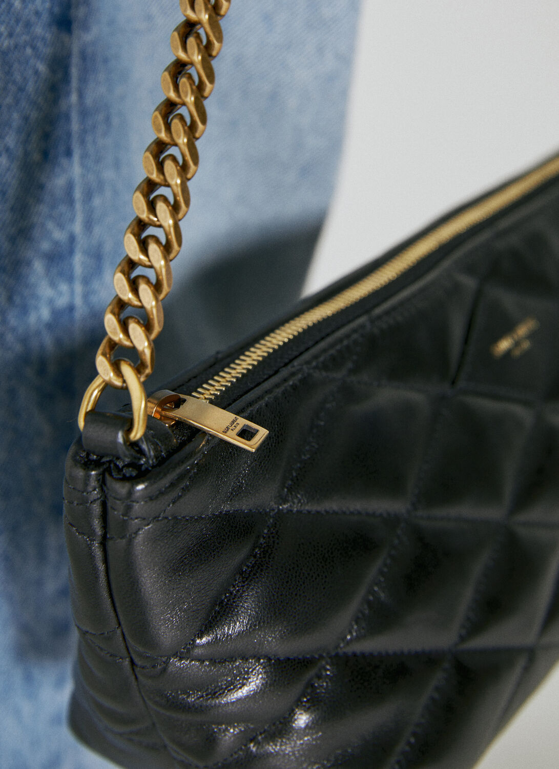 SAINT LAURENT MINI QUILTED LEATHER SHOULDER BAG