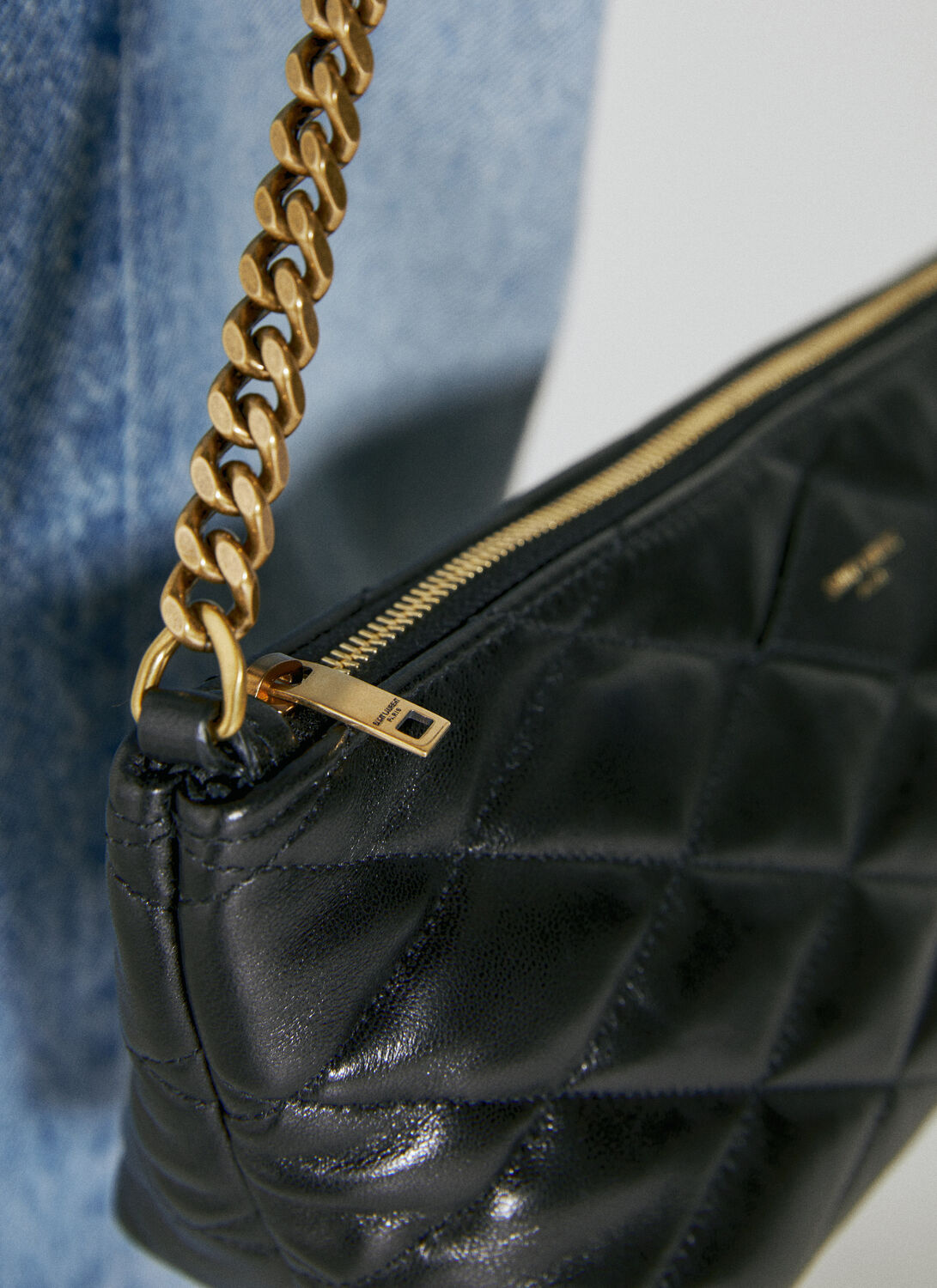 Saint Laurent Mini Quilted Leather Shoulder Bag In Black