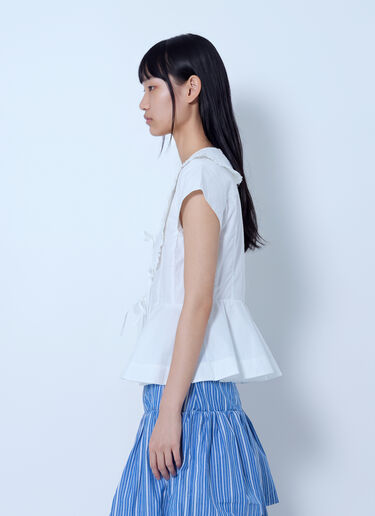 GANNI Compact Poplin Collar Blouse White gan0265039