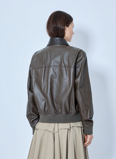 LN-CC® - Bottega Veneta: Shiny Leather Blouson - Khaki Bottega Veneta Shiny Leather Blouson Khaki bov0265063