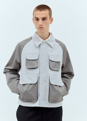 Thom Browne Seersucker Panels Field Jacket Grey thb0156006