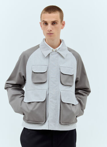 Thom Browne Seersucker Panels Field Jacket Grey thb0156006