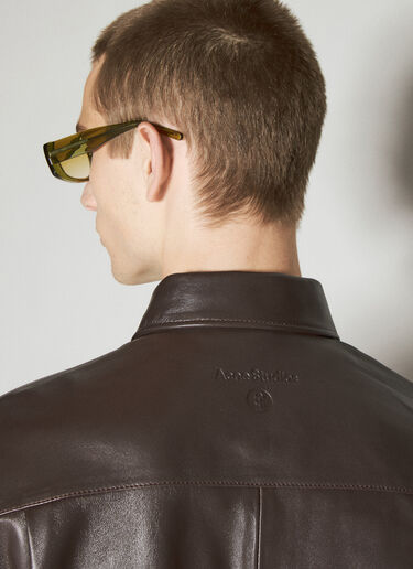 Honey Fucking Dijon x Acne Studios Leather Overshirt Brown hdj0154005