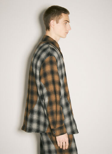 Song for the Mute Plaid Shirt Jacket Brown sfm0158015