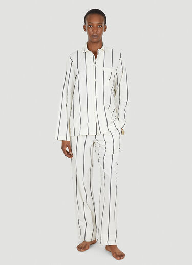 Tekla Striped Classic Pyjama Shirt White tek0351022