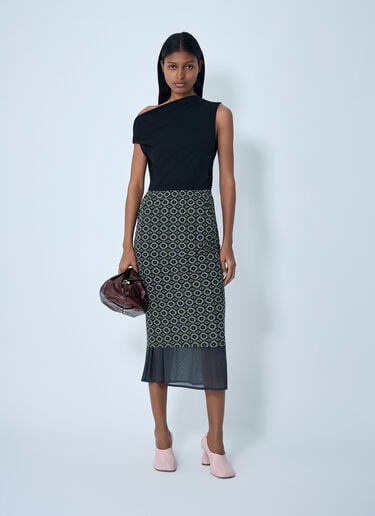 Mesh Midi Skirt Dries Van Noten Mesh Midi Skirt Green dvn0262004