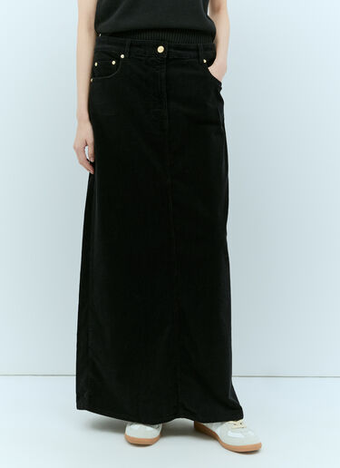 GANNI Washed Corduroy Maxi Skirt Black gan0255012