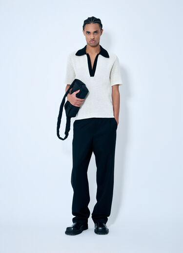 Jil Sander 镂空针织 Polo 衫  黑色 jil0159003