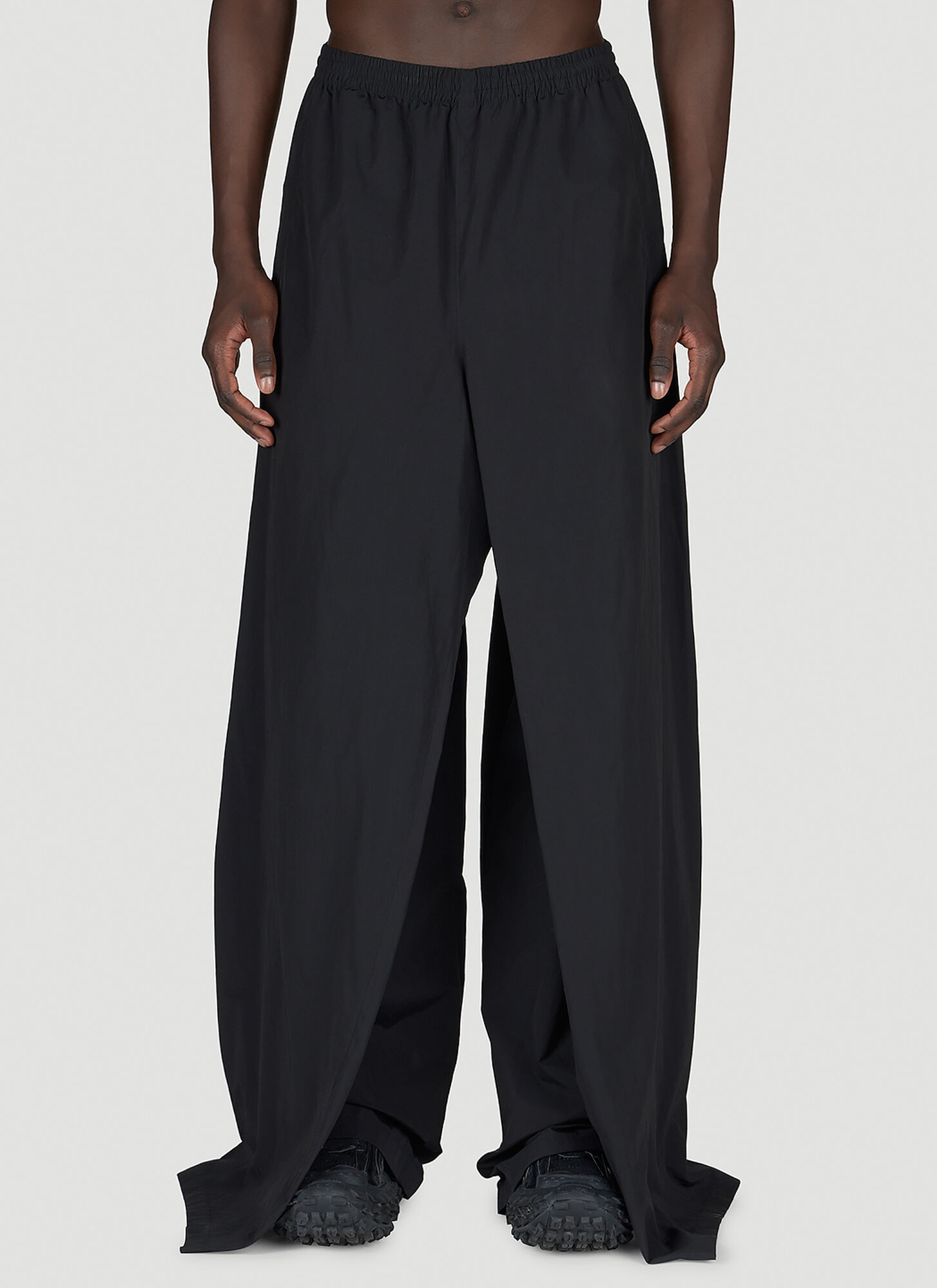 Shop Balenciaga Double-front Draped Pants In Black