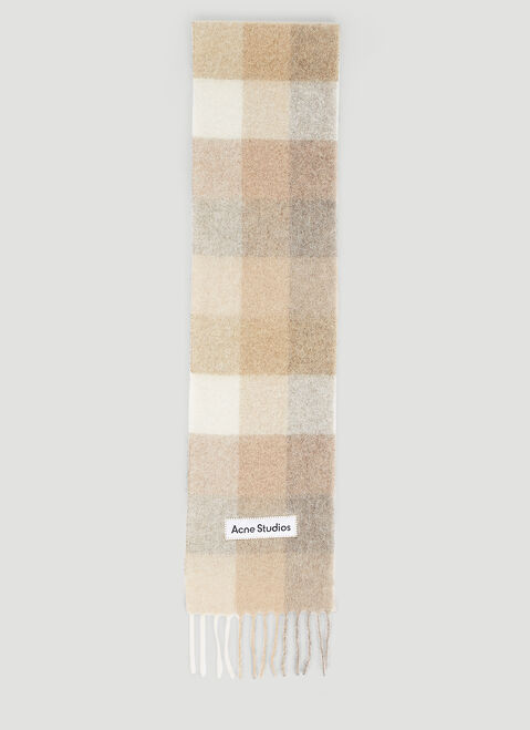 Saint Laurent Check Logo Patch Scarf Brown sla0253160