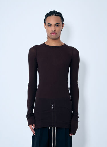 Rick Owens Rib Long Sleeve T-Shirt Brown ric0159016