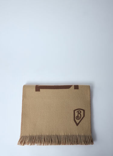 Burberry Logo Wool Scarf Beige bur0159035