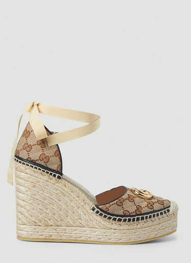 Gucci GG Supreme Espadrille Wedges Brown guc0245080
