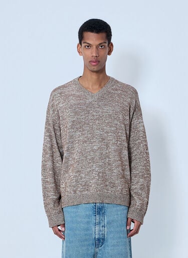 Maison Margiela V-neck Knit Sweater Brown mla0164100