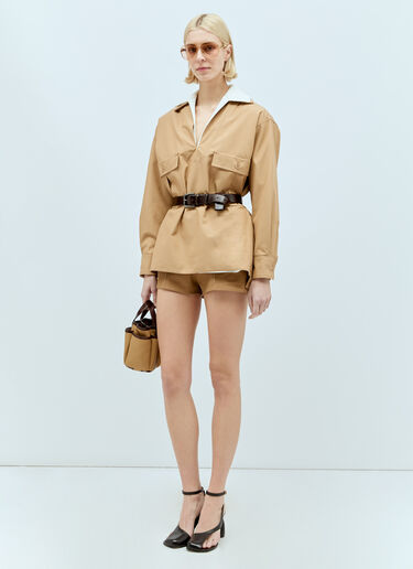 Max Mara 오버사이즈 캔버스 블라우스 브라운 max0256069