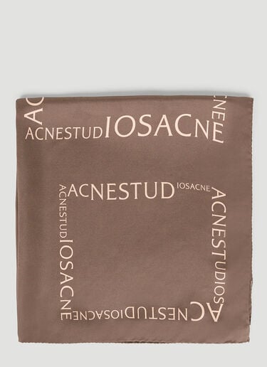 Acne Studios Logo Silk Scarf Brown acn0152054