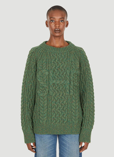 Sky High Farm Workwear 케이블 니트 스웨터 다크 그린 skh0350007