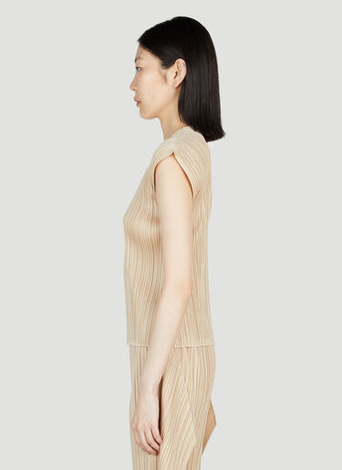 Pleats Please Issey Miyake Draped Plissé Top Beige plp0253025