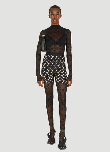 Marine Serre Flocked Mesh Long Sleeve Top Black mrs0252027