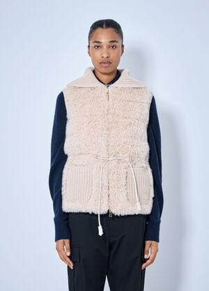 LN-CC® - Moncler: Sherpa-Lined Knitted Vest - Beige Moncler Sherpa-Lined Knitted Vest Beige mon0265108