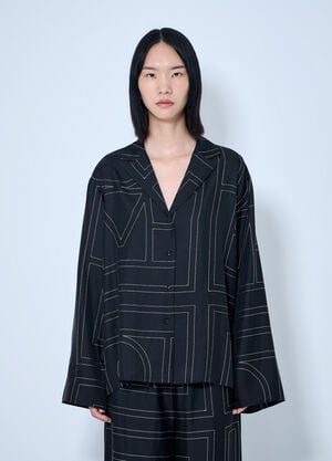 Toteme Monogram Silk Pj Shirt Black tot0265078