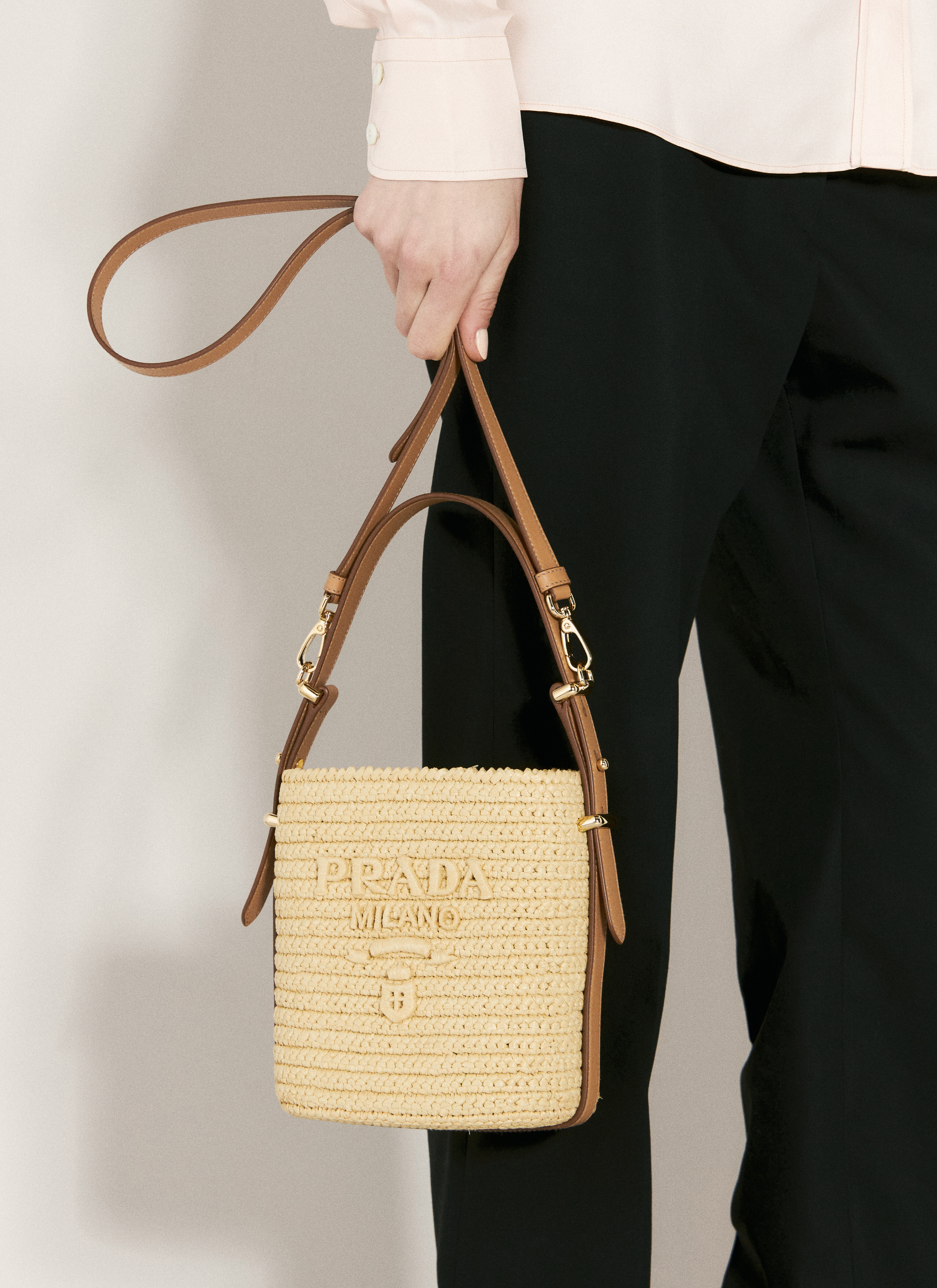 Prada Women s Crochet And Leather Shoulder Bag in Beige LN CC