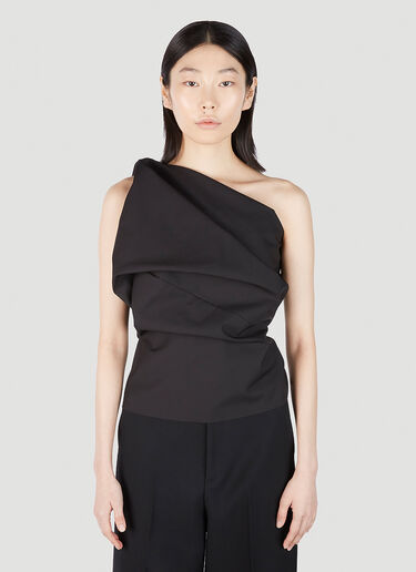 Rick Owens Gathered One Shoulder Top Black ric0251012