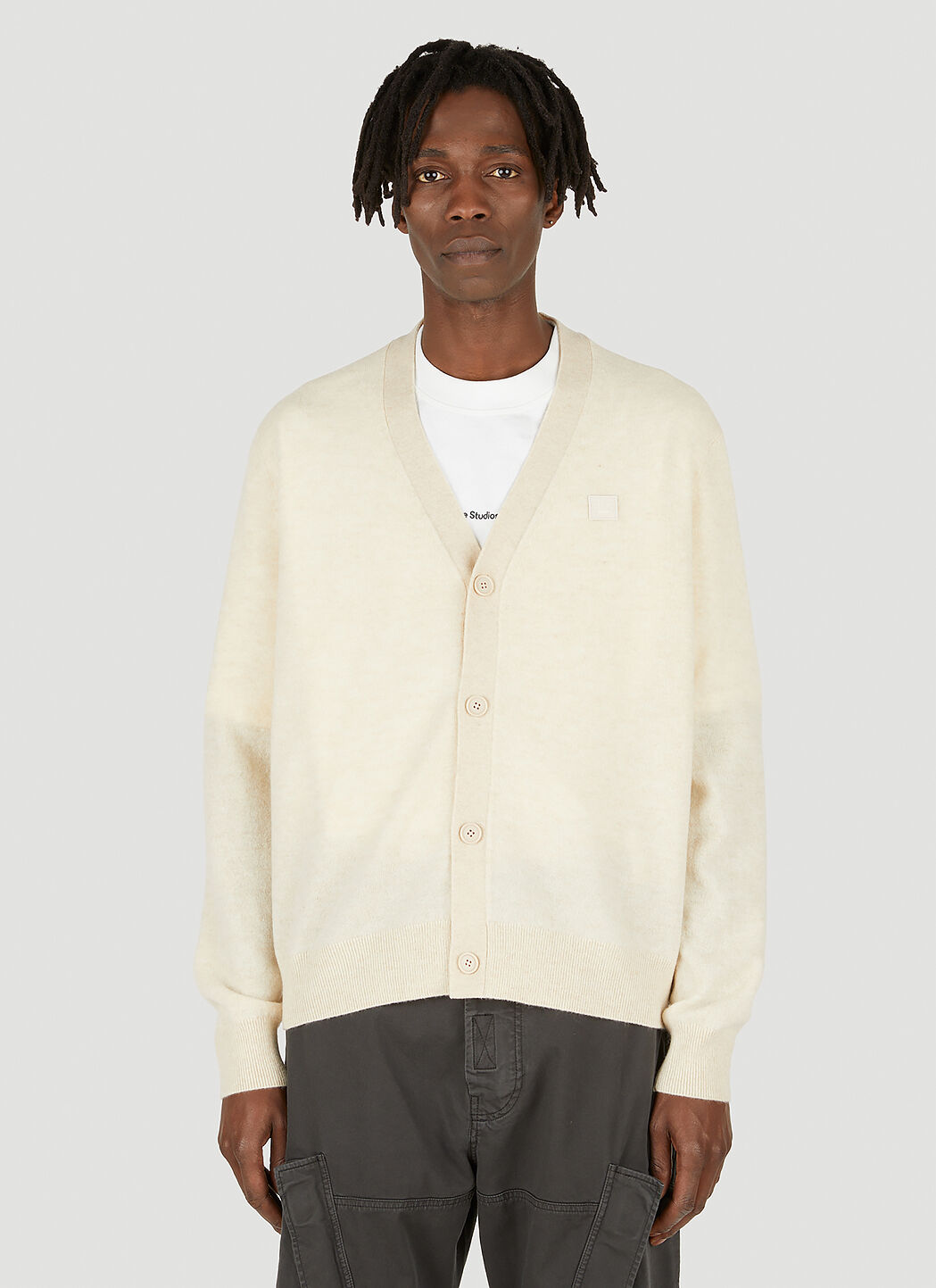 Acne Studios Logo Cardigan in Cream | LN-CC