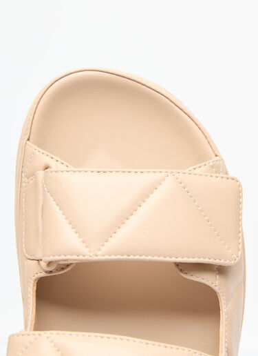 Prada Logo Plaque Quilted Slides Beige pra0256019