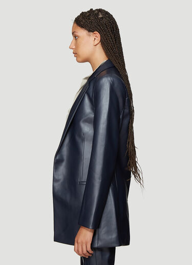Roni Ilan Faux Leather Jacket with Belt Navy ron0238006