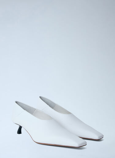 Sportmax Leather Kitten Heel Pumps White spx0264058
