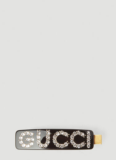 Gucci 水晶徽标发夹 黑 guc0245201