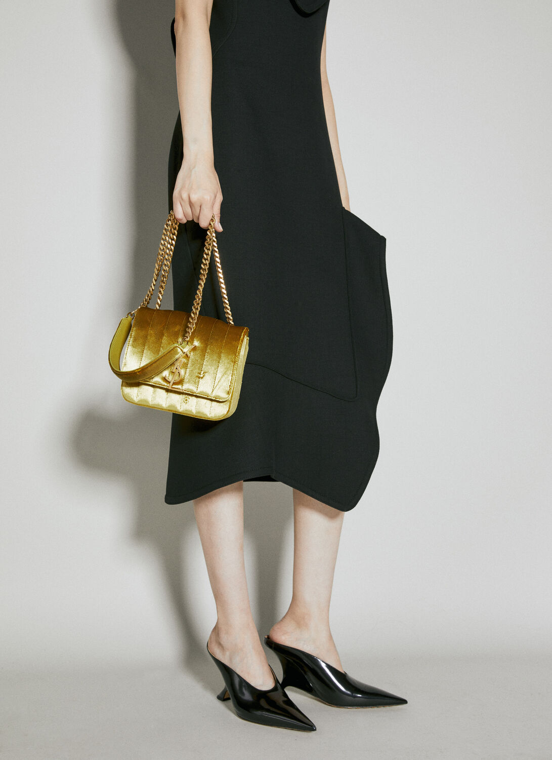 Shop Saint Laurent Vicky Small Shoulder Bag In Gold