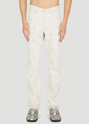 Martine Rose Relaxed Floral Print Jeans Green mtr0159011
