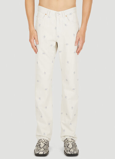 Martine Rose Relaxed Floral Print Jeans White mtr0150006
