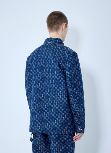 Gucci Cotton Jacquard Jacket With GG Shadow Blue guc0159043
