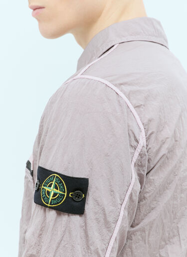 Stone Island 徽标贴饰皱面衬衫外套 粉色 sto0156051