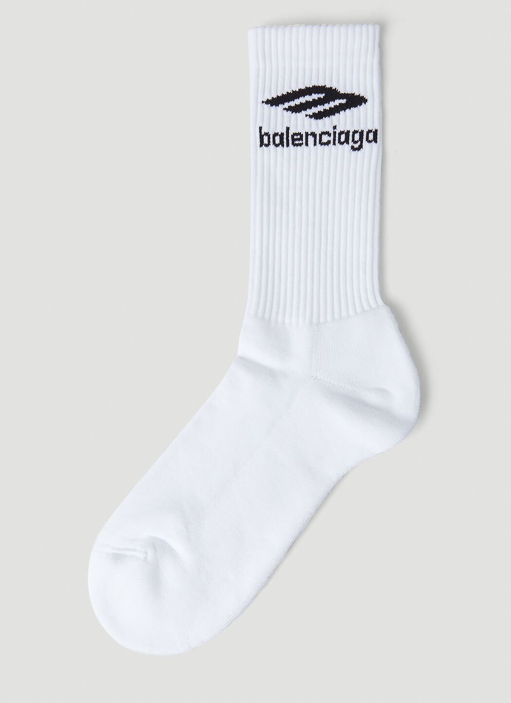 Balenciaga Sports Icon Ribbed Socks in White LN CC
