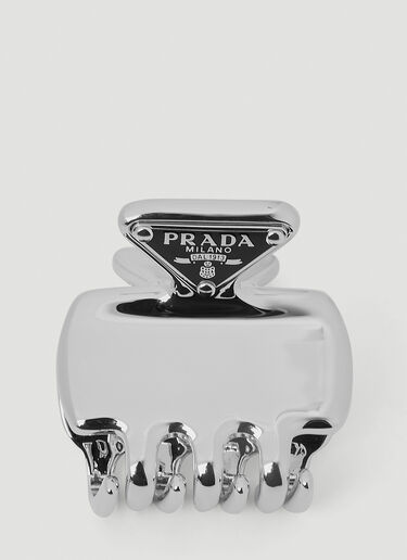 Prada Logo Plaque Hairclip Silver pra0252040