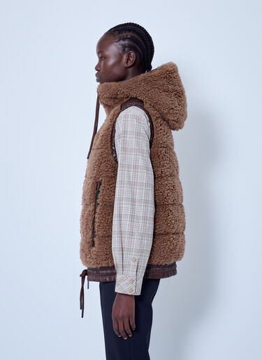 LN-CC® - Moncler Grenoble: Shearling Hooded Gilet - Beige Moncler Grenoble Shearling Hooded Gilet Beige mog0265017