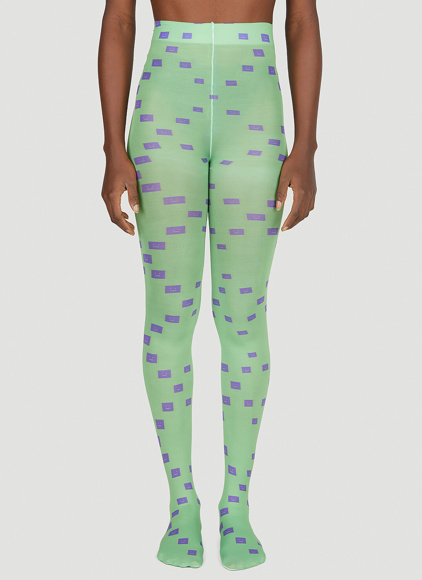 Acne Studios Face Patch Tights Female Green In Multi