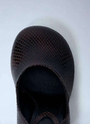 Python-Embossed Leather Wedge Pumps Dries Van Noten Python-Embossed Leather Wedge Pumps Dark Brown dvn0262030