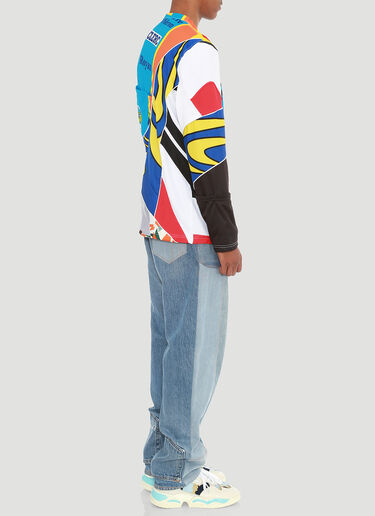 Ahluwalia Studio Half-Zip Patchwork Top Blue ahl0140005