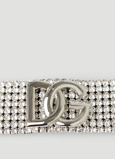 Dolce & Gabbana Logo Plaque Crystal Choker Necklace Silver dol0249109