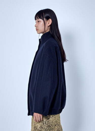 LN-CC® - Dries Van Noten: High Collar Wool Jacket - Navy Dries Van Noten High Collar Wool Jacket Navy dvn0266004